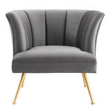 30 Inch Channel Tufted Performance Velvet Armchair with Gold Legs