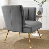30 Inch Channel Tufted Performance Velvet Armchair with Gold Legs