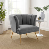 30 Inch Channel Tufted Performance Velvet Armchair with Gold Legs