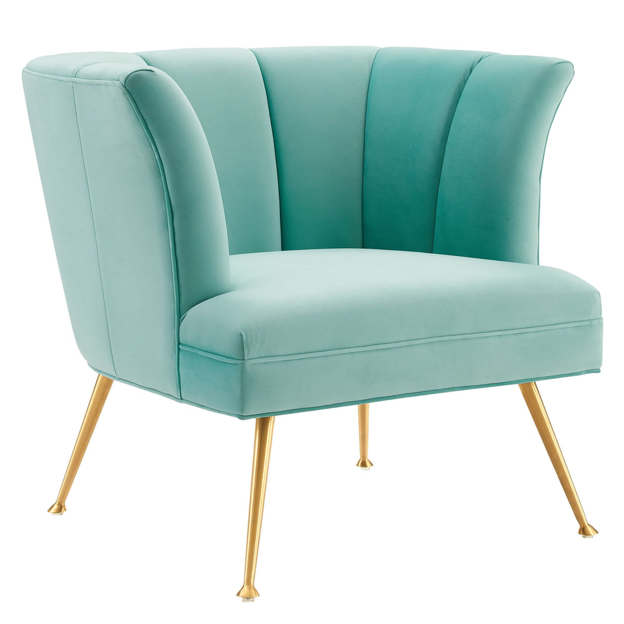 30 Inch Channel Tufted Performance Velvet Armchair with Gold Legs