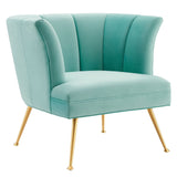 30 Inch Channel Tufted Performance Velvet Armchair with Gold Legs