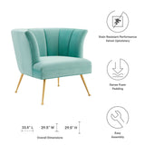 30 Inch Channel Tufted Performance Velvet Armchair with Gold Legs
