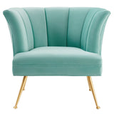 30 Inch Channel Tufted Performance Velvet Armchair with Gold Legs