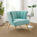 30 Inch Channel Tufted Performance Velvet Armchair with Gold Legs