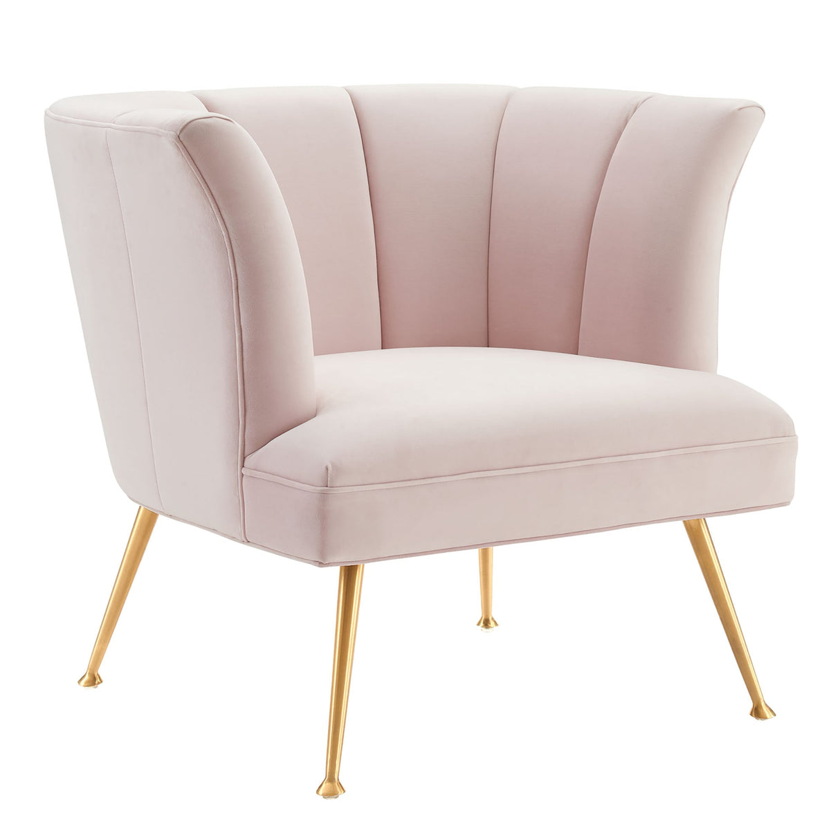 30 Inch Channel Tufted Performance Velvet Armchair with Gold Legs