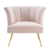 30 Inch Channel Tufted Performance Velvet Armchair with Gold Legs