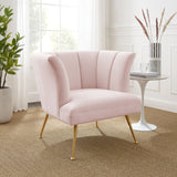 30 Inch Channel Tufted Performance Velvet Armchair with Gold Legs