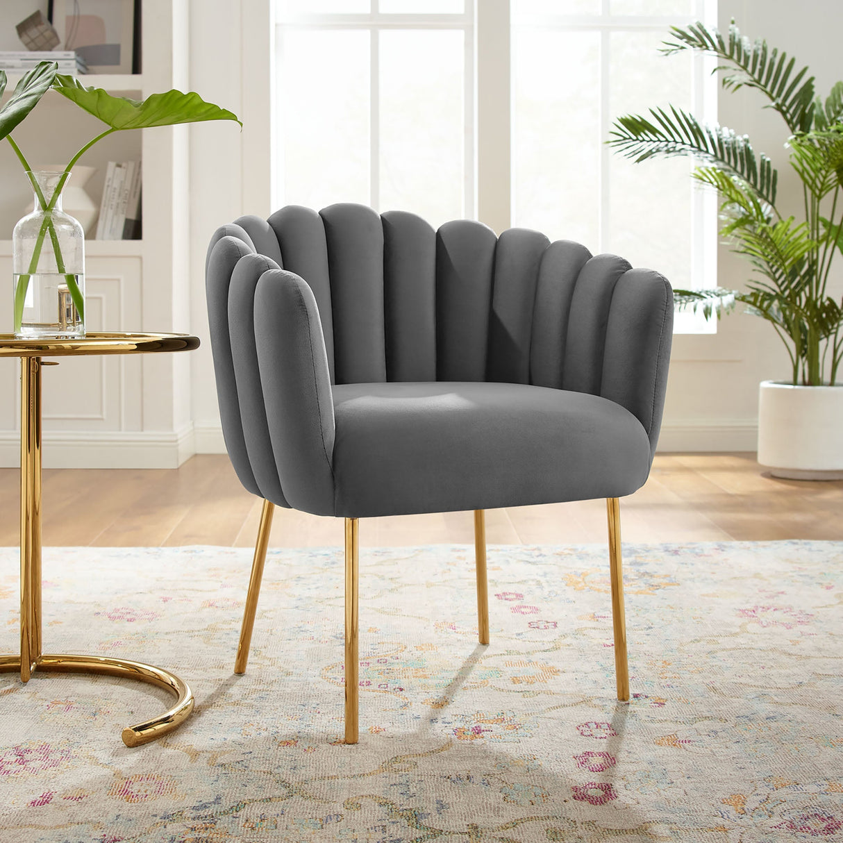 23 Inch Channel Tufted Performance Velvet Armchair
