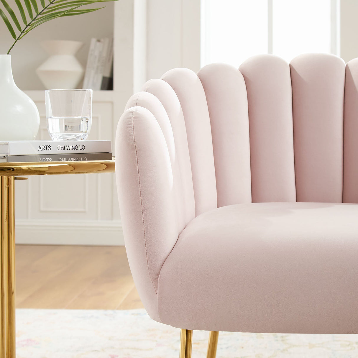 23 Inch Channel Tufted Performance Velvet Armchair