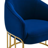 24 Inch Performance Velvet Armchair with Gold Stainless Steel Base