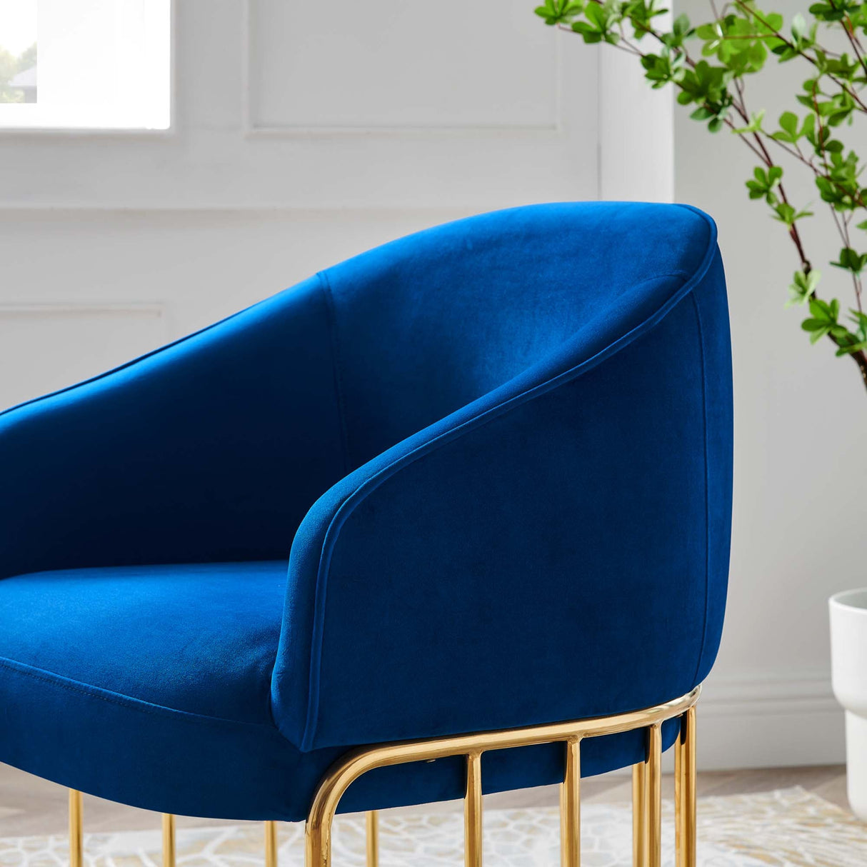 24 Inch Performance Velvet Armchair with Gold Stainless Steel Base