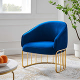 24 Inch Performance Velvet Armchair with Gold Stainless Steel Base