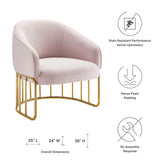 24 Inch Performance Velvet Armchair with Gold Stainless Steel Base