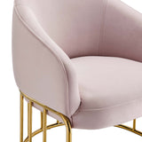 24 Inch Performance Velvet Armchair with Gold Stainless Steel Base