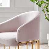 24 Inch Performance Velvet Armchair with Gold Stainless Steel Base