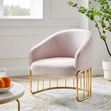 24 Inch Performance Velvet Armchair with Gold Stainless Steel Base