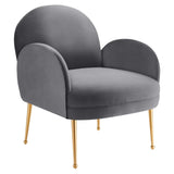 32 Inch Performance Velvet Armchair with Gold Stainless Steel Legs