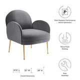 32 Inch Performance Velvet Armchair with Gold Stainless Steel Legs