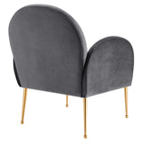 32 Inch Performance Velvet Armchair with Gold Stainless Steel Legs