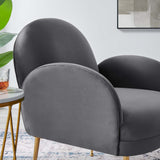 32 Inch Performance Velvet Armchair with Gold Stainless Steel Legs