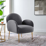 32 Inch Performance Velvet Armchair with Gold Stainless Steel Legs