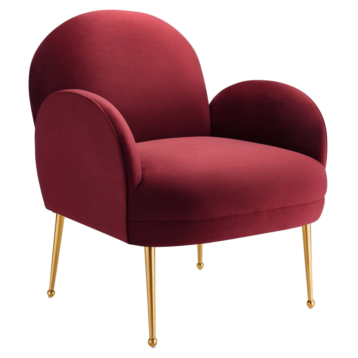 32 Inch Performance Velvet Armchair with Gold Stainless Steel Legs