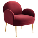 32 Inch Performance Velvet Armchair with Gold Stainless Steel Legs