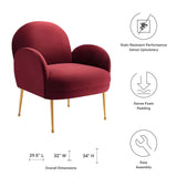32 Inch Performance Velvet Armchair with Gold Stainless Steel Legs