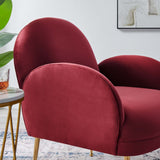32 Inch Performance Velvet Armchair with Gold Stainless Steel Legs