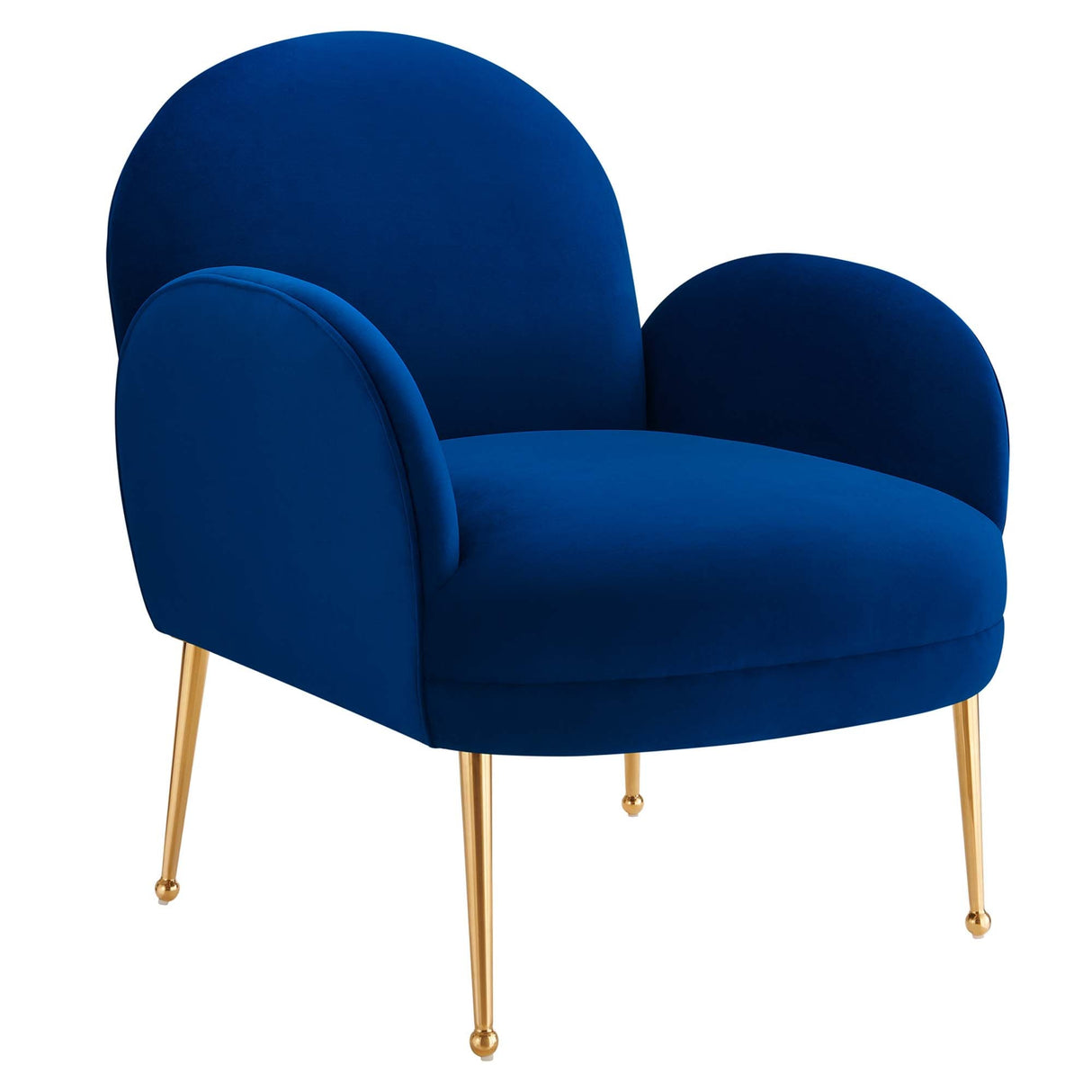 32 Inch Performance Velvet Armchair with Gold Stainless Steel Legs