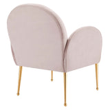 32 Inch Performance Velvet Armchair with Gold Stainless Steel Legs