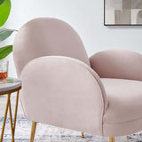 32 Inch Performance Velvet Armchair with Gold Stainless Steel Legs