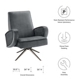 31 Inch Performance Velvet Swivel Chair with Stainless Steel Base