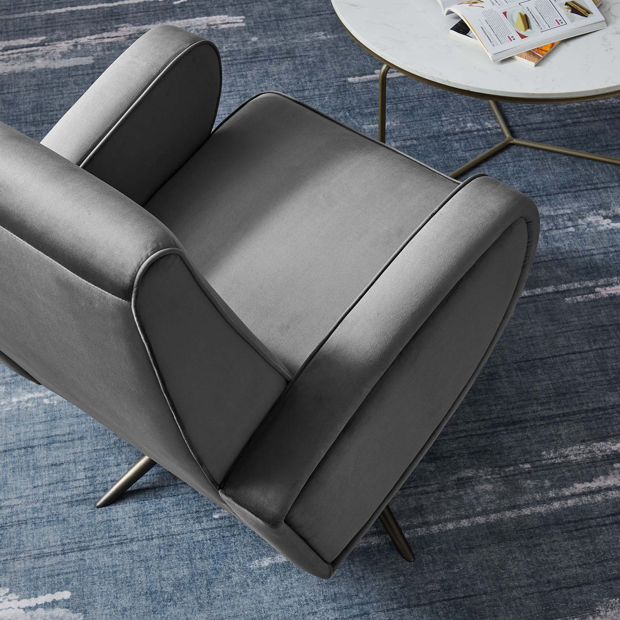 31 Inch Performance Velvet Swivel Chair with Stainless Steel Base