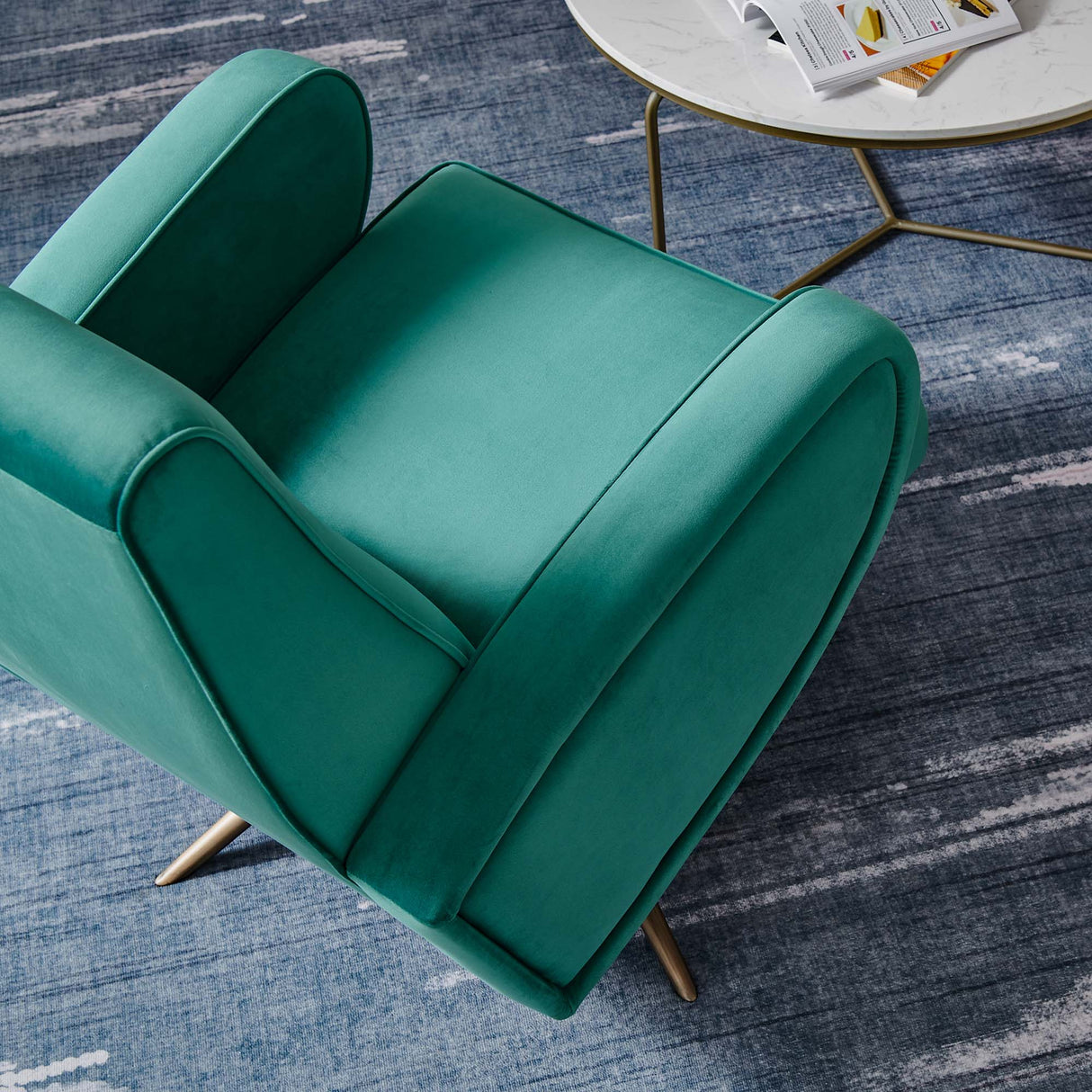 31 Inch Performance Velvet Swivel Chair with Stainless Steel Base