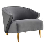 31 Inch Performance Velvet Armchair with Brushed Gold Legs