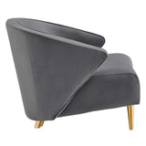 31 Inch Performance Velvet Armchair with Brushed Gold Legs