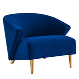 31 Inch Performance Velvet Armchair with Brushed Gold Legs