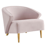 31 Inch Performance Velvet Armchair with Brushed Gold Legs