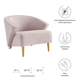 31 Inch Performance Velvet Armchair with Brushed Gold Legs