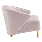 31 Inch Performance Velvet Armchair with Brushed Gold Legs