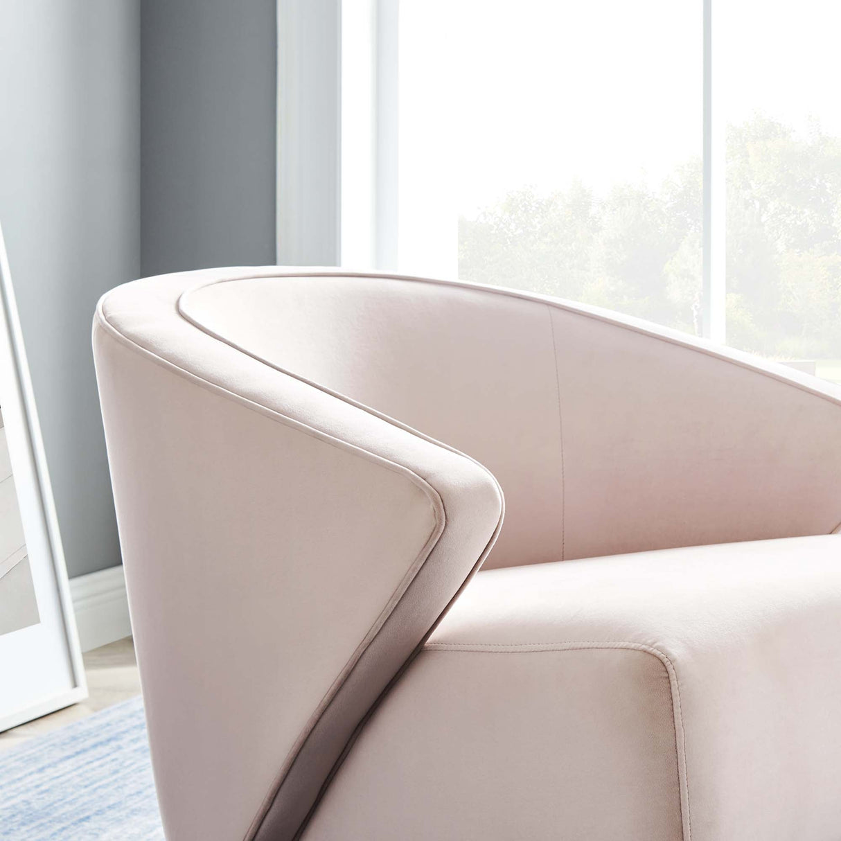31 Inch Performance Velvet Armchair with Brushed Gold Legs