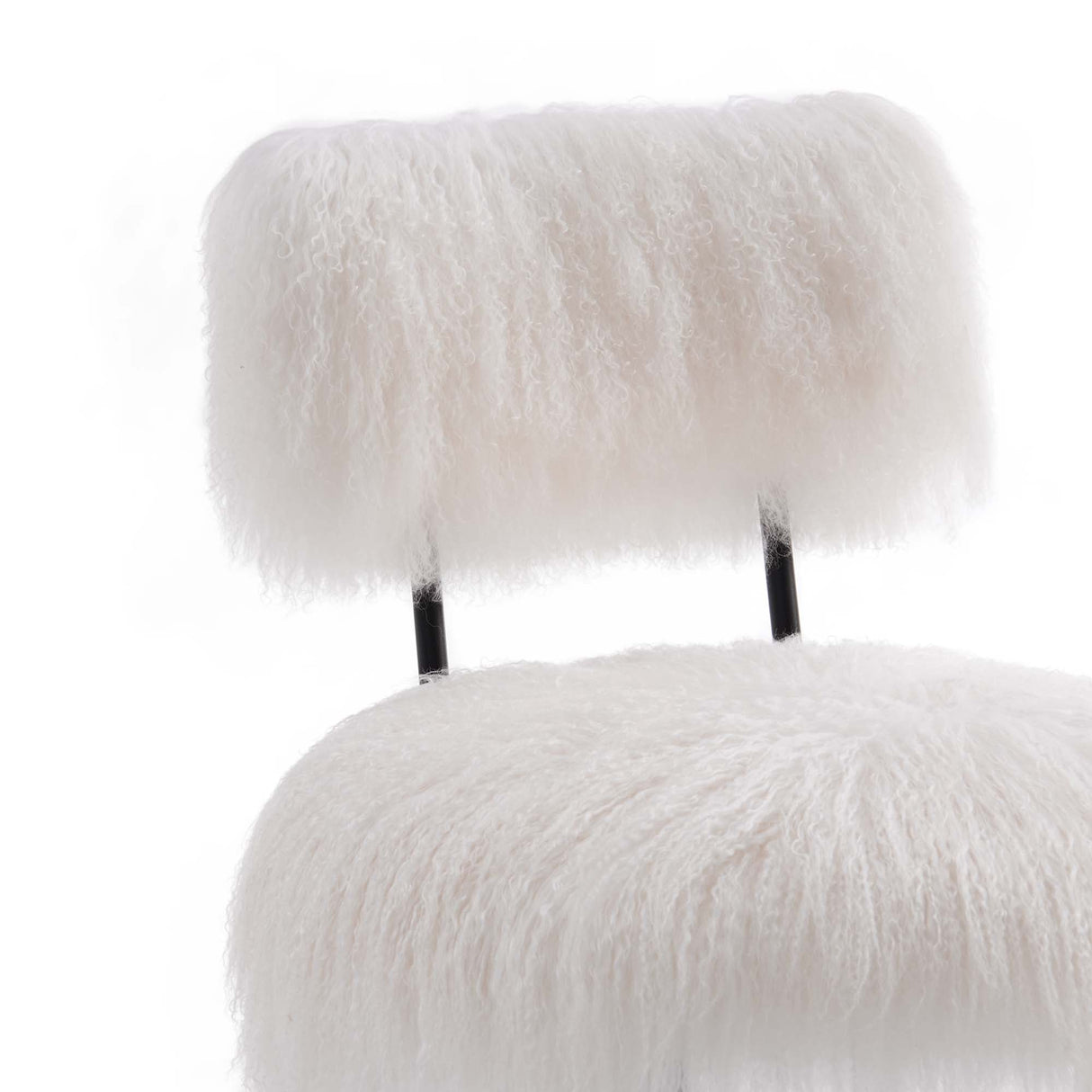 22 Inch Mid-Century Sheepskin Accent Chair in White