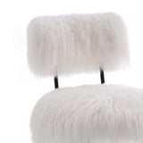 22 Inch Mid-Century Sheepskin Accent Chair in White