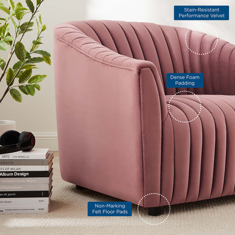 36 Inch Channel Tufted Performance Velvet Armchair