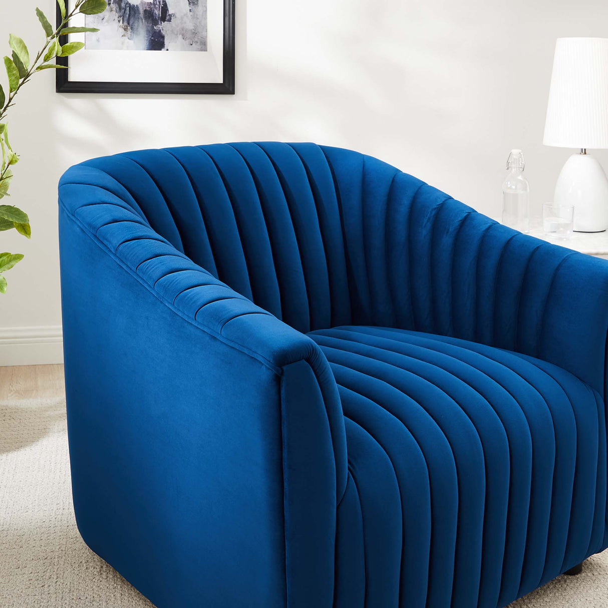 36 Inch Channel Tufted Performance Velvet Armchair