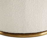 30 Inch Boucle Upholstered Swivel Chair in White with Gold Base