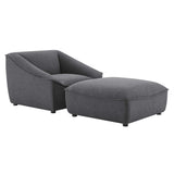 38 Inch Upholstered Fabric Armchair and Ottoman Set