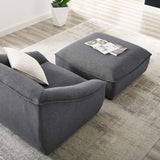 38 Inch Upholstered Fabric Armchair and Ottoman Set