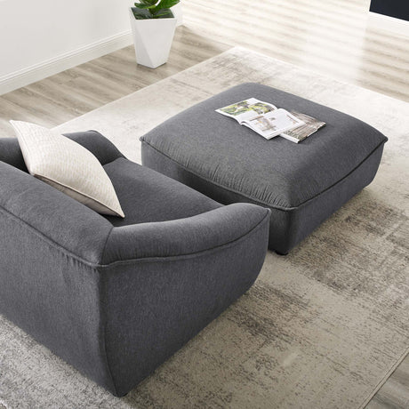 38 Inch Upholstered Fabric Armchair and Ottoman Set
